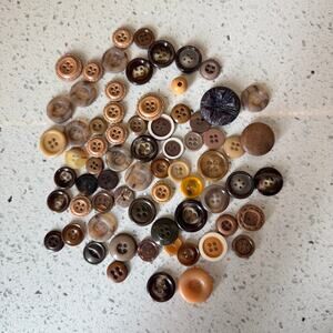 60+ Vintage Button Lot of Brown Buttons DIY Art Crafting Sewing Craft Mixed Set